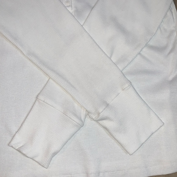 Soft Henley Long Sleeve Tops in White and Gray - Picture 10 of 15